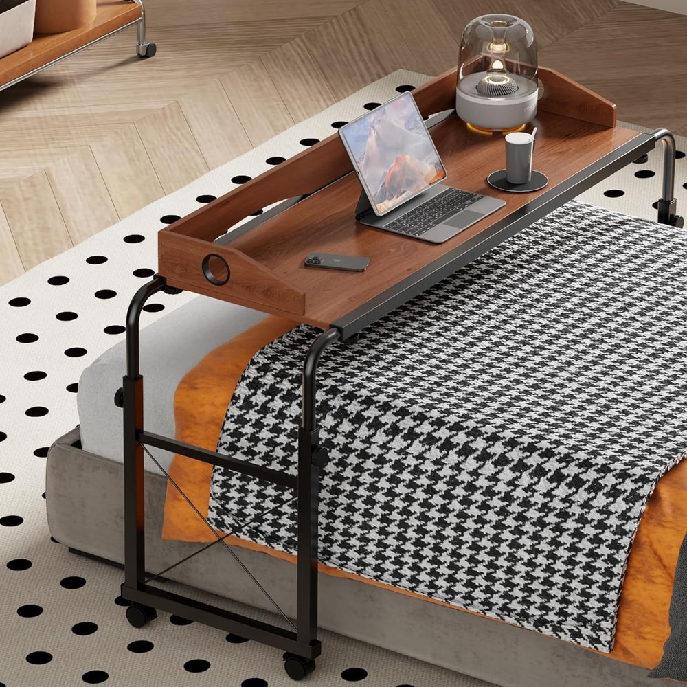 Overbed Table W/ Wheels Overbed Desk W/ Adjustable Length & Height Rolling