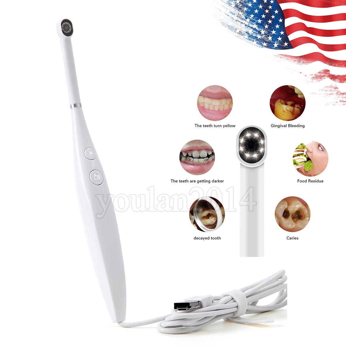 8LED Light Dental USB Imaging Intraoral Camera Real-time Video Oral Endoscope