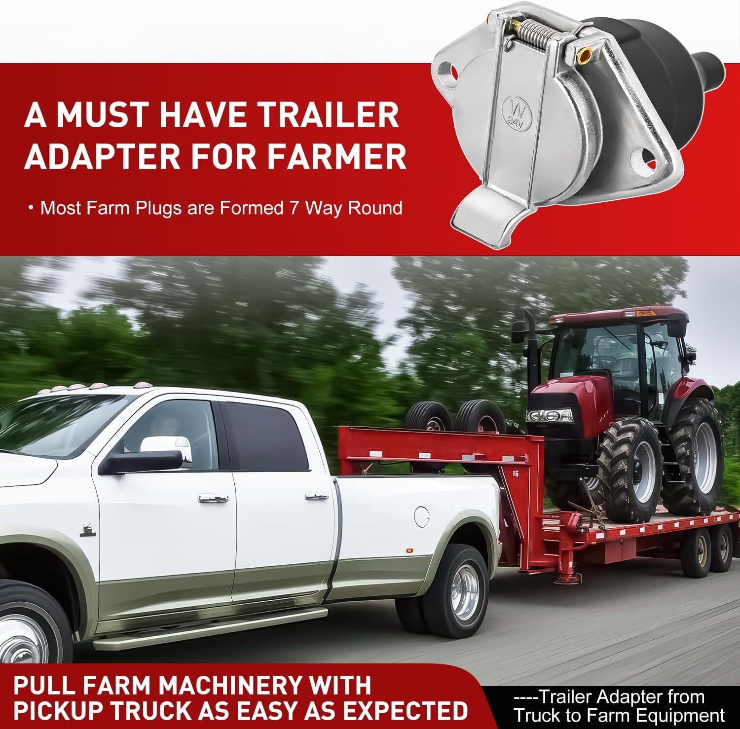 Nilight Vehicle-Side 7-Pin Round Trailer Wiring Harness Socket 7 Way Female-End