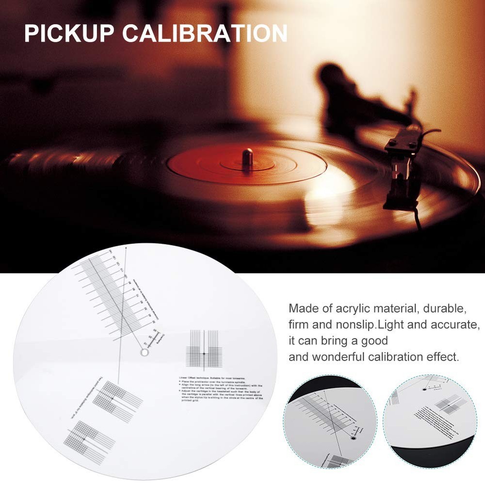 Acrylic Turntable Mat Cartridge Alignment Protractor Phonograph White
