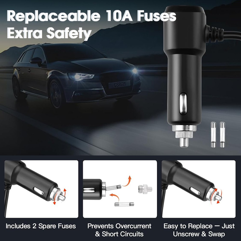 3 Way Car Cigarette Lighter Socket Splitter USB Fast Charger Power Adapter 12V