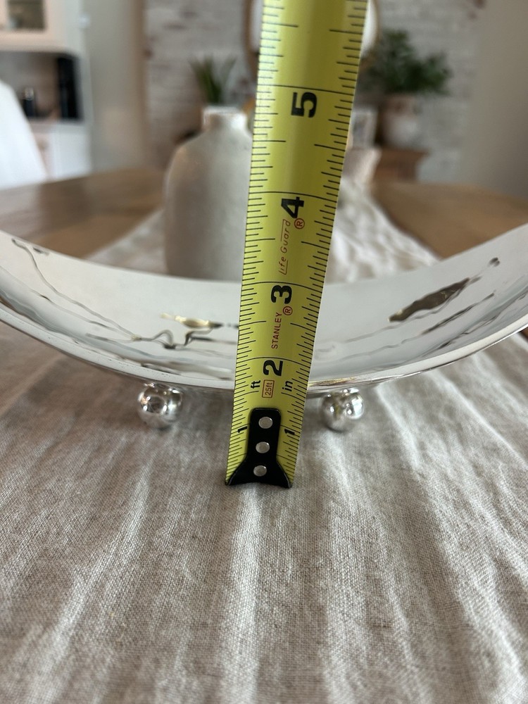 Hand wrought Belleza Mexico Curvy Wavy Silver Plated Footed Decorative Bowl 11”