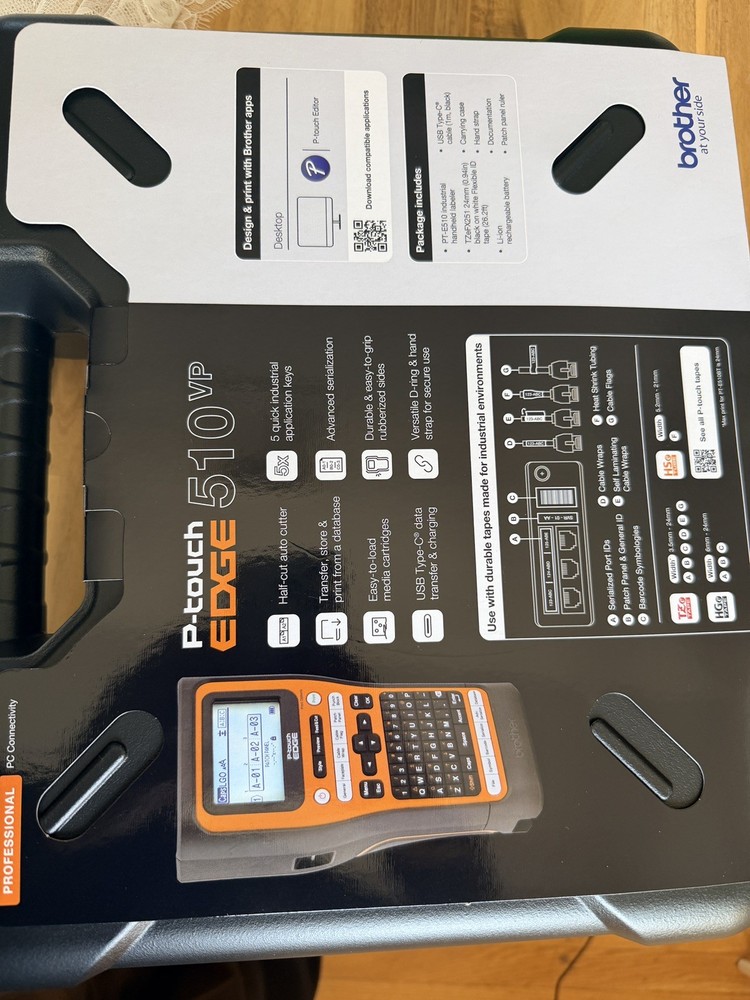 Brother PT-E510VP P-Touch Edge Industrial Label Printer Bundle Kit Dual.