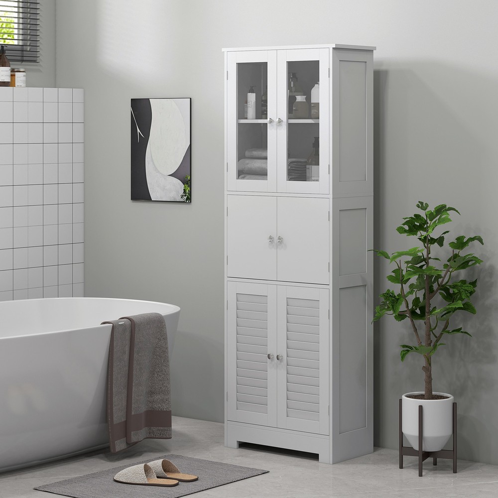 Tall Bathroom Storage Cabinet with 6 Doors, Adjustable Shelf