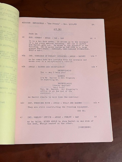 MISSION: IMPOSSIBLE script THE FREEZE Final Draft Sept 6 1968 *revisions & notes