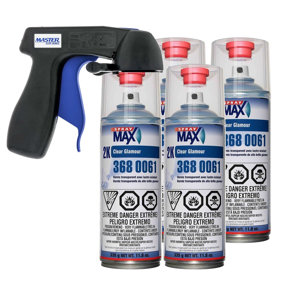 SprayMax 2K Glamour High Gloss Clearcoat (4 pack) with Spray Can Trigger Handle