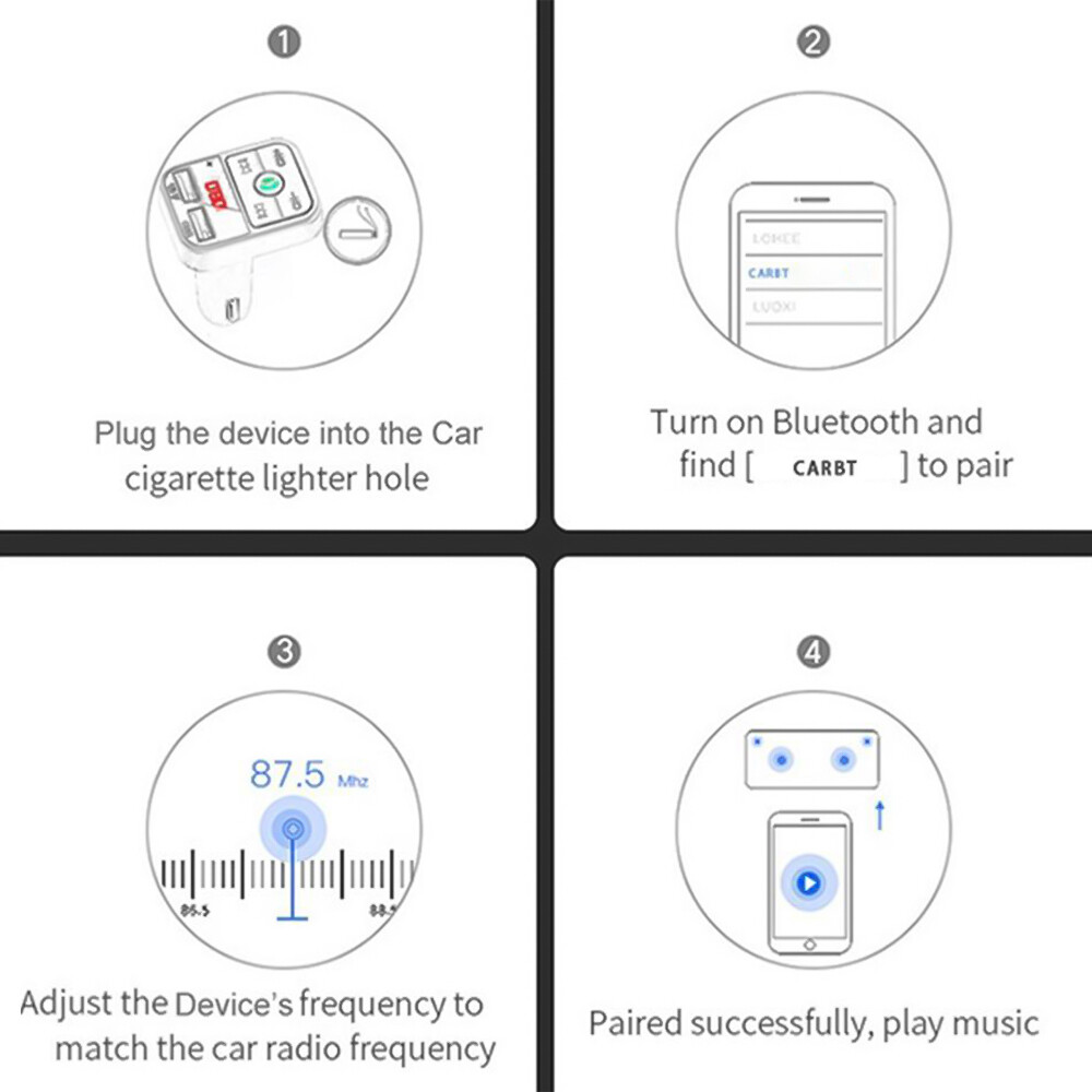 Car Fast Charger FM Transmitter Bluetooth 5.0 Handsfree Wireless Car Dual USB]⇑
