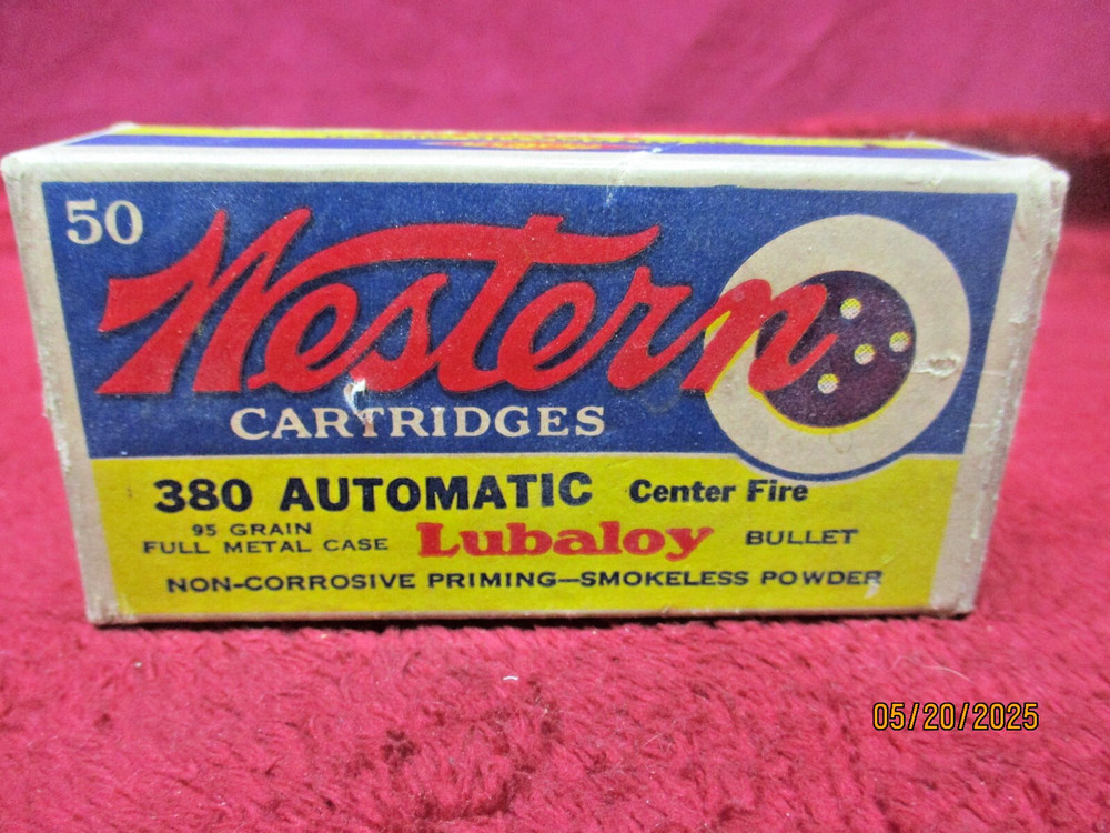 Vintage Western Cartridges, 380 Automatic 95 gr.,  Ammo Box, (Empty)