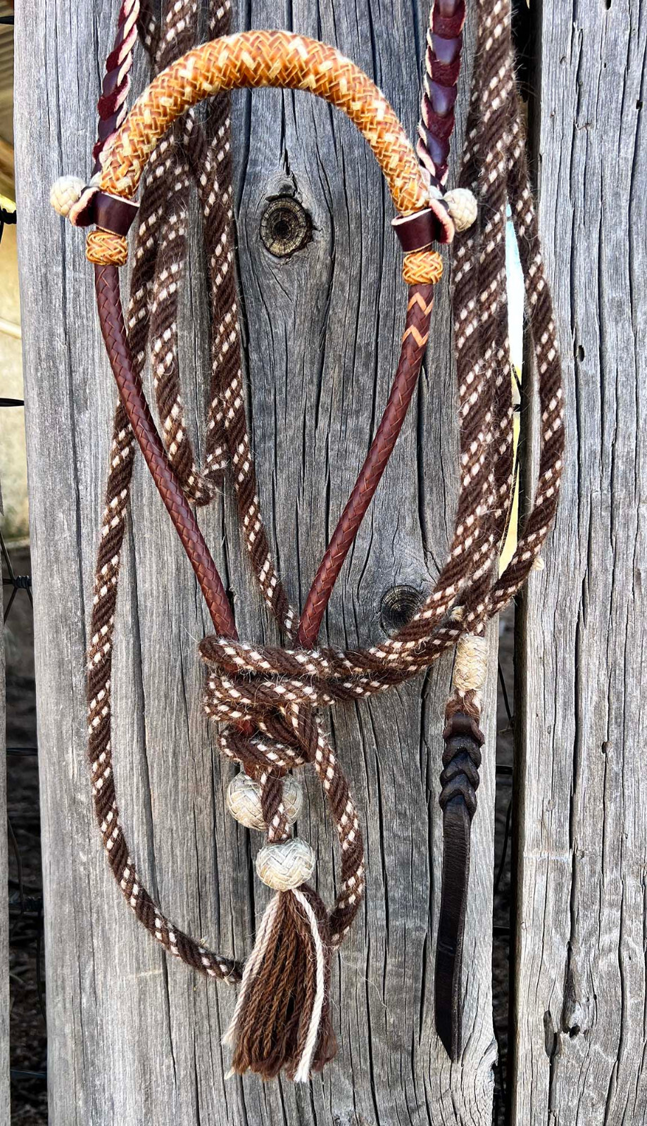 Very FANCY Jimmy Flores Handmade 12 X 24 Plait /8" KANGAROO & RAWHIDE BOSALITO