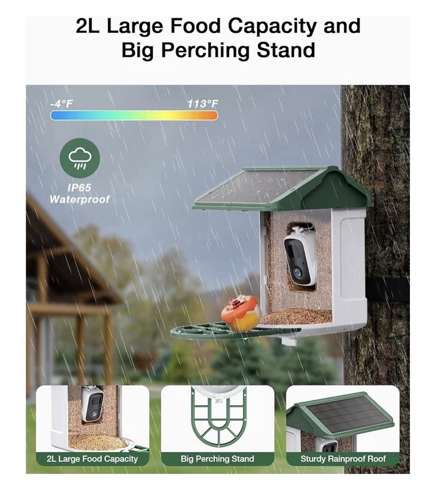 HARYMOR Bird Feeder with Camera Solar Powered-2K Live Feed