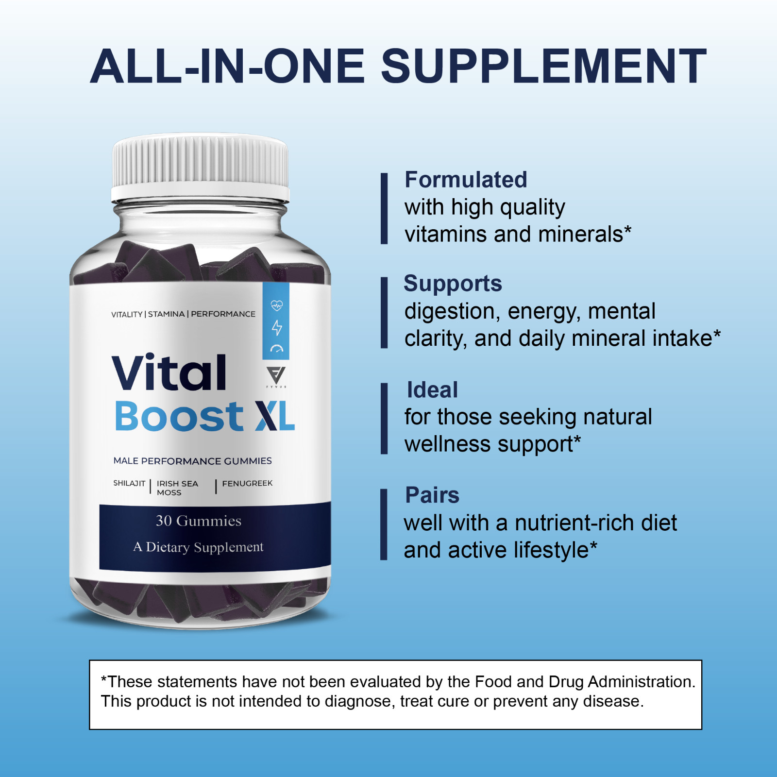 Vital Boost XL Performance Supplement, VitalBoost XL (30 Gummies)