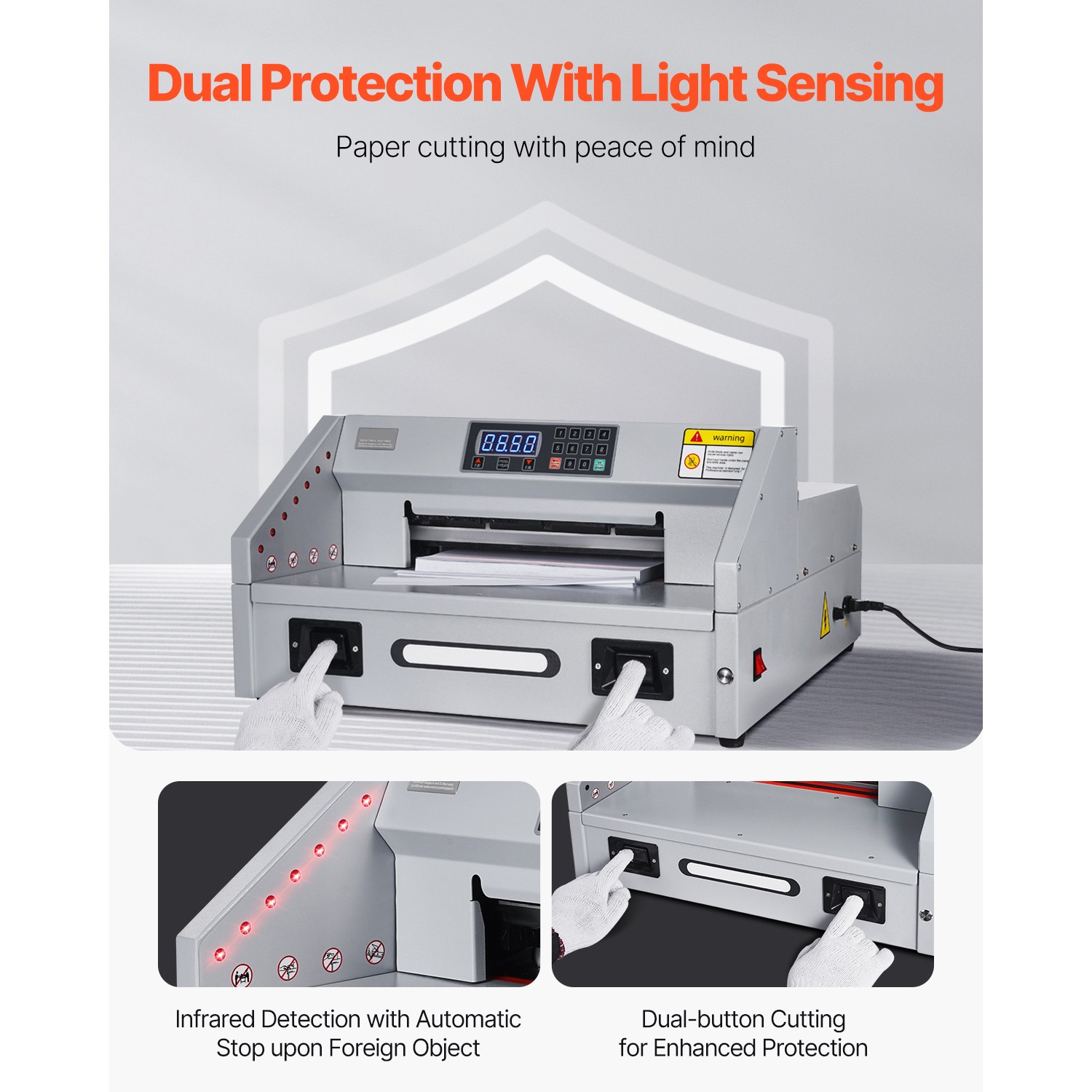 Electric Paper Cutter 300W Guillotine Trimmer Cutter Machine with Casters