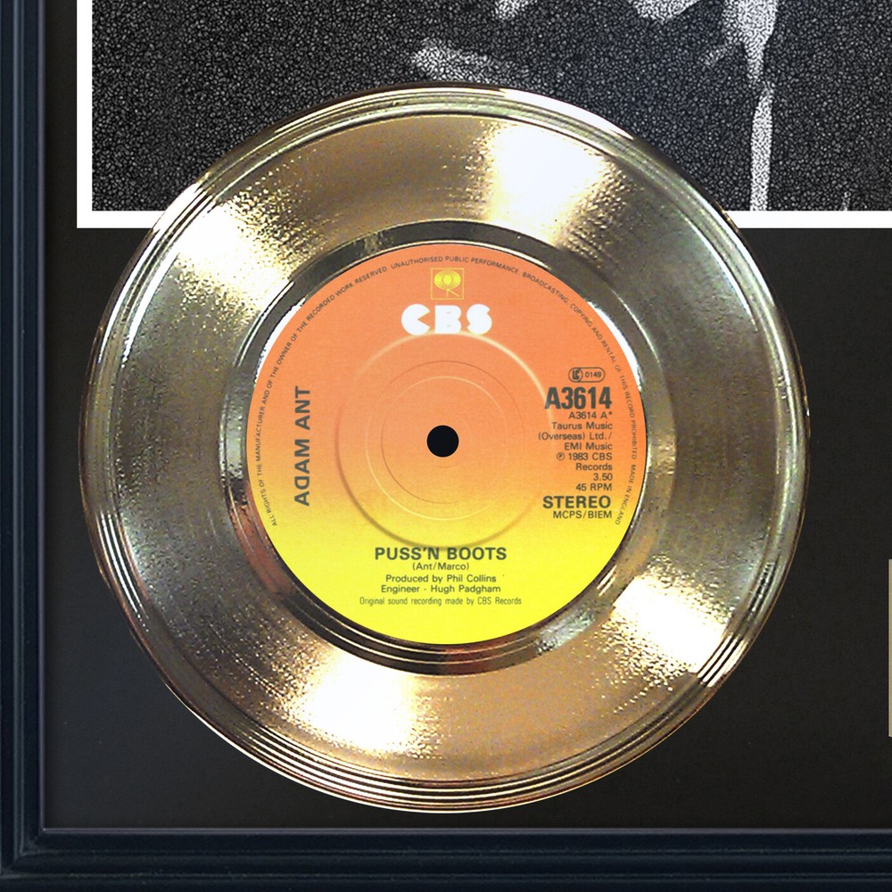 Adam Ant "Puss' N Boots" Framed 45 Gold Record Display