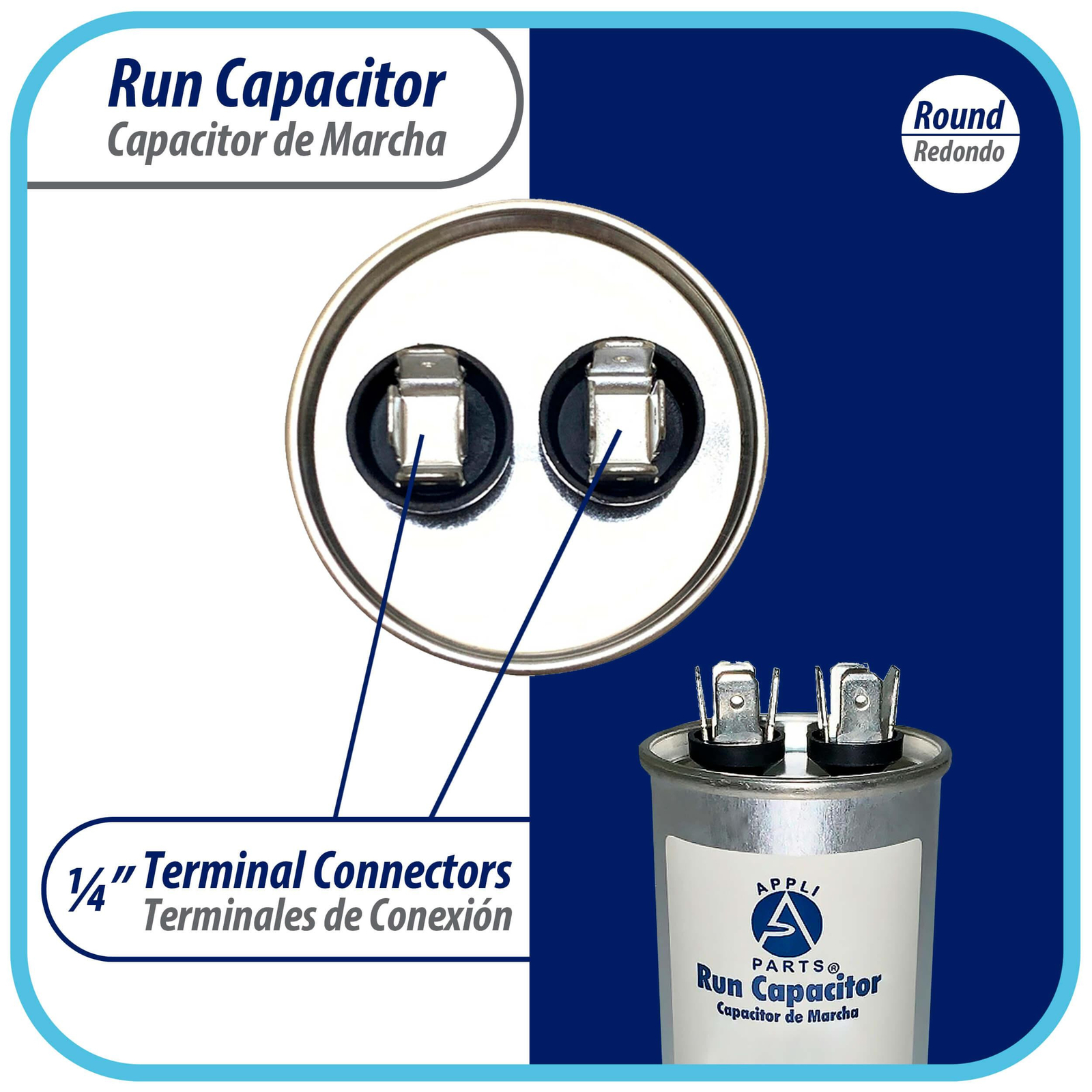 Appli Parts Run Capacitor for ac 10 Mfd uF (microfarads) 370 VAC or 450 VAC CBB6