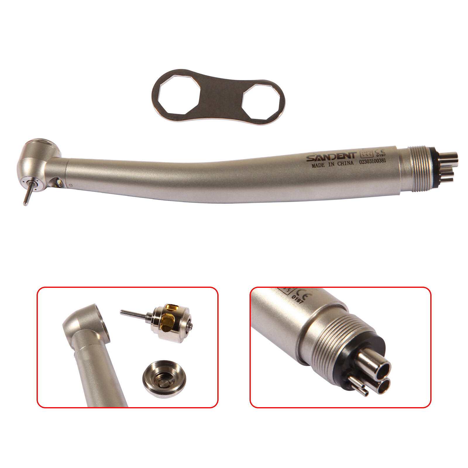 Dental LED E-generator High Speed Handpiece with Light 4 Hole For NSK Drill