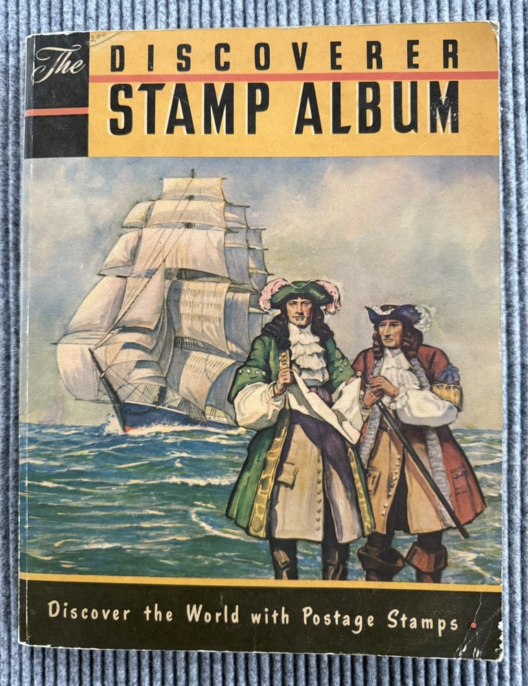 The Discoverer Stamp Album Book With 305 Stamps Paperback Vintage 1957