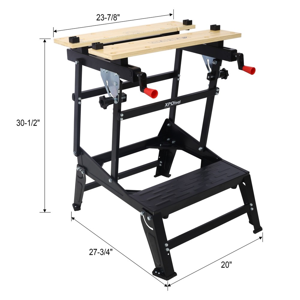 Portable Foldable Workbench, 550LB Capacity, Adjustable Jaws & Vertical Clamping