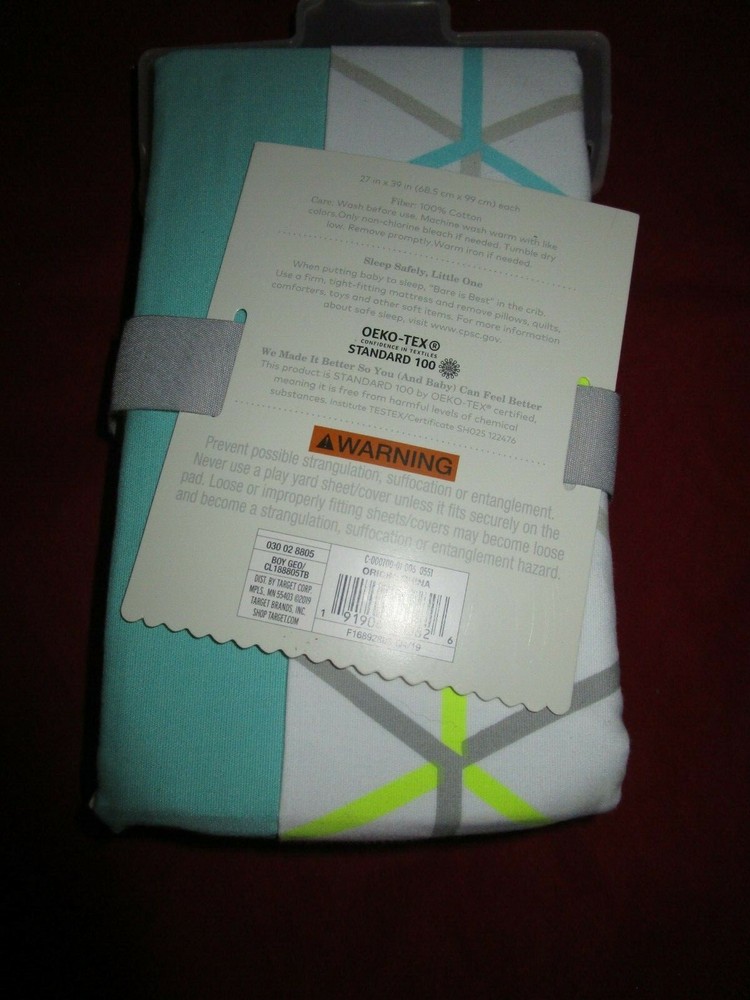 2 Pack Cloud Island Fitted Play Yard Sheets Geometric Solid Cotton 27x39” Green