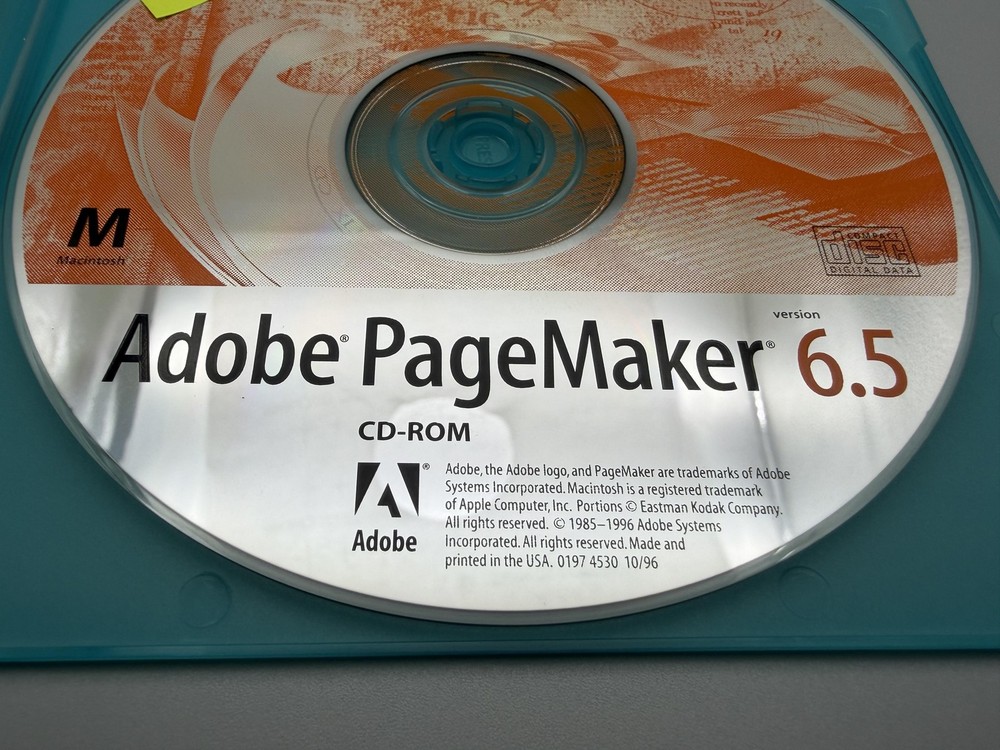 Vintage 1996 Adobe PageMaker 6.5 CD-ROM Macintosh Desktop Publishing Software