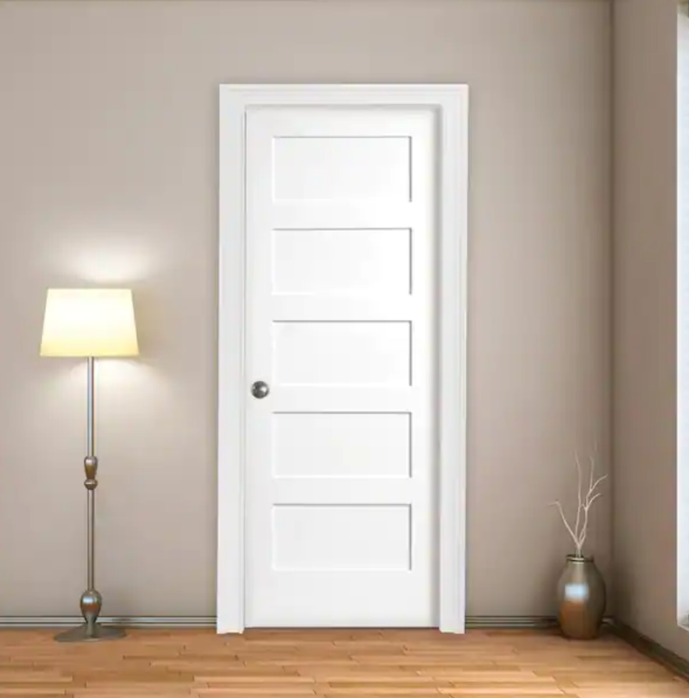 5 Panel Flat Mission Shaker Primed Stile & Rail Solid Core Wood Doors Door Slabs