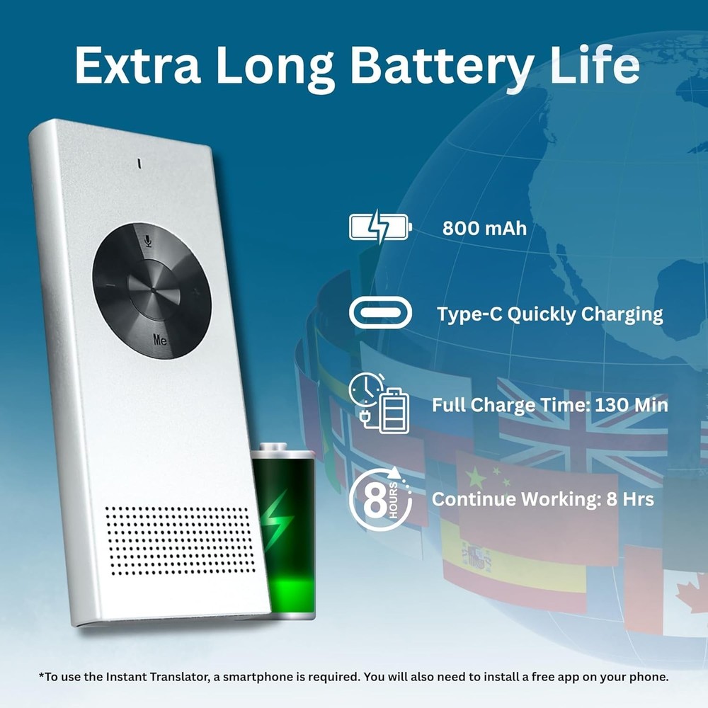 Instant Translator Device, 60+ Languages Supported, Portable