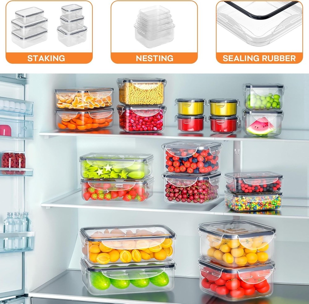 40pc Plastic Food Storage Containers Set Airtight Leakproof Stackable 20+20