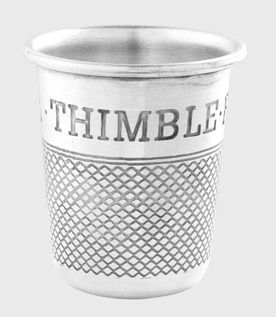 Thimble Shot Glasses Set of 2 w/ Mahogany Gift Box Brass Silverplated Cup New