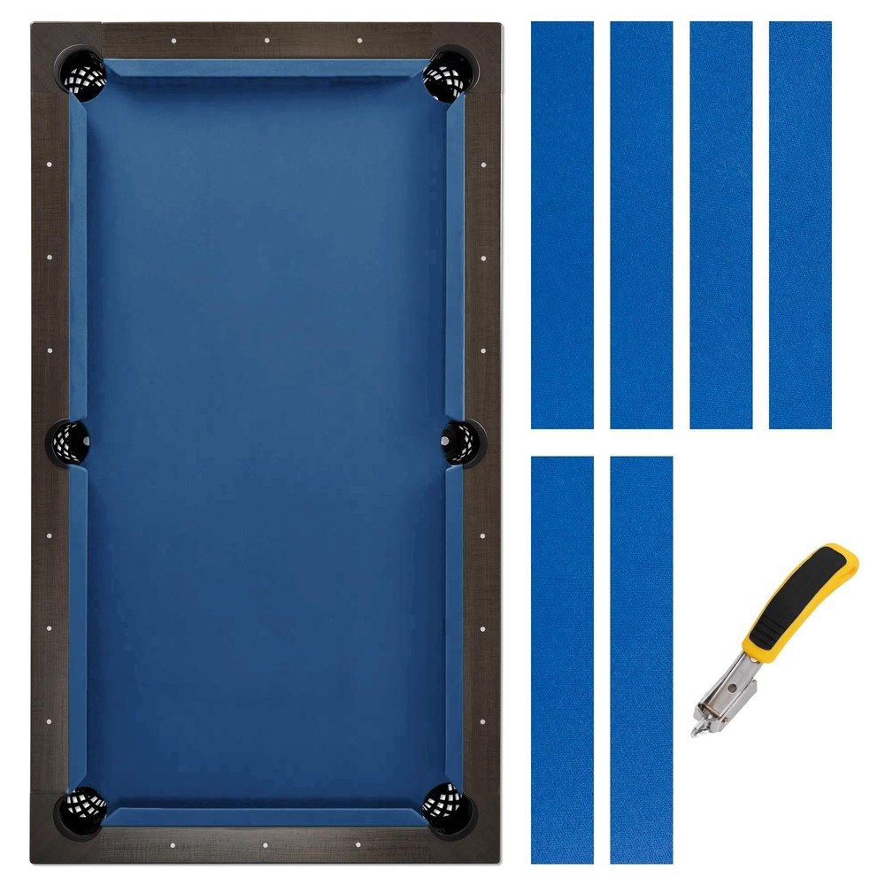iEsstros 9ft Pool Table Felt Cloth Billiard + 6 Strips, Staple Puller