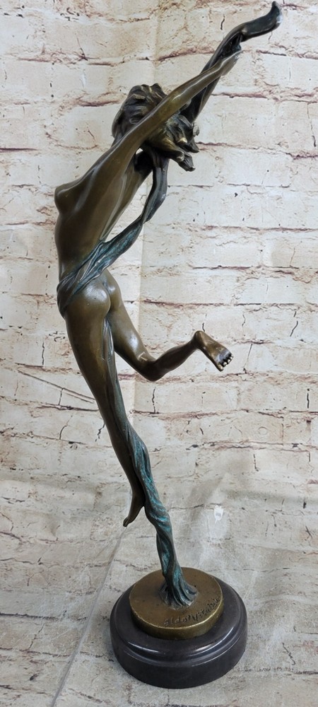 100% Solid Bronze Leap Dancer Sculpture Figurine Lost Wax Method Nude Artwork