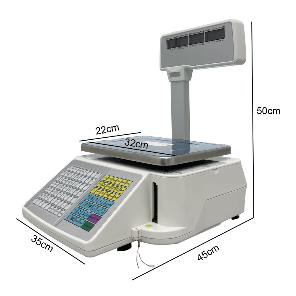 110V Commercial Digital Price Computing Scale Thermal Label Printer 4window Pole