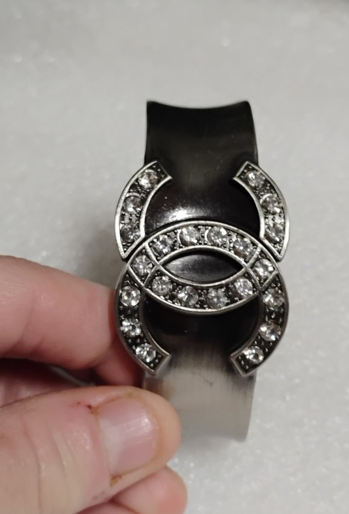 VTG Silver Tone Hinged Cuff Style Bracelet