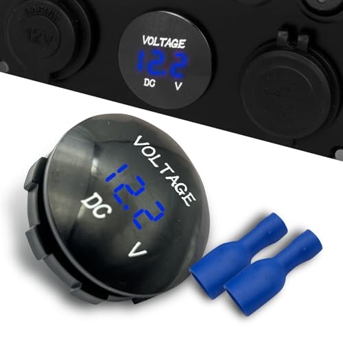 DC 12V 24V Battery Voltmeter, LED Digital Display Voltmeter Gauge, 1 PC Blue