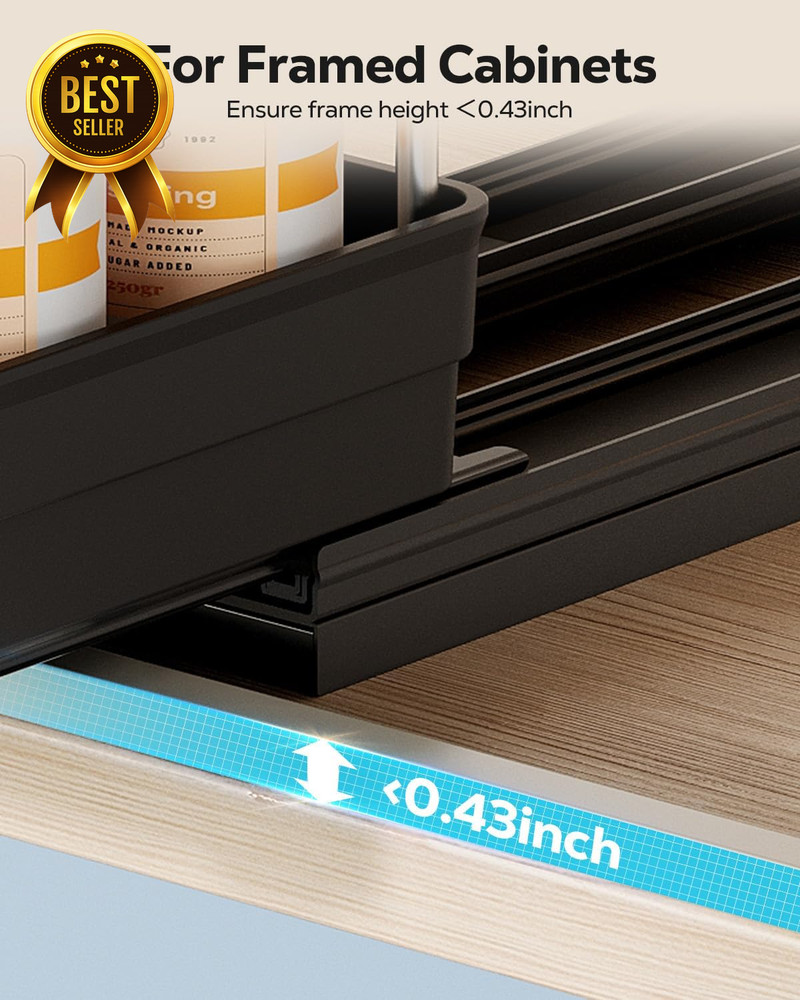 Vertical Spice Rack Pull-Out Cabinet Organizer 2-Tier 4.3" W 2 Pack