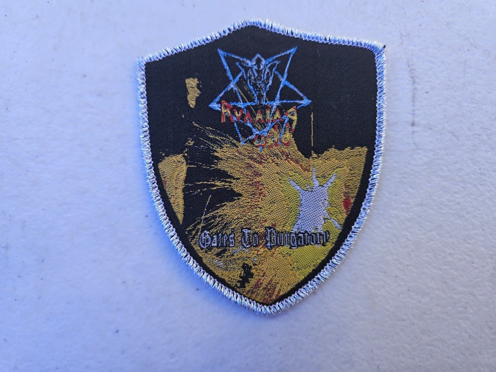 RUNING WILD, SEW ON SILVER BORDER WOVEN PATCH