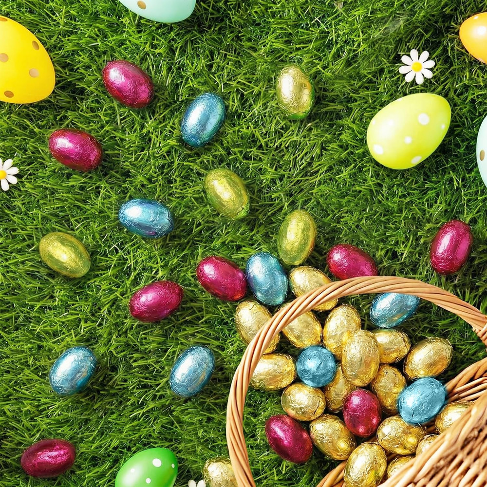 Milk Chocolate Easter Eggs Candy - Foil Wrapped Chocolate Candy Eggs for Easter
