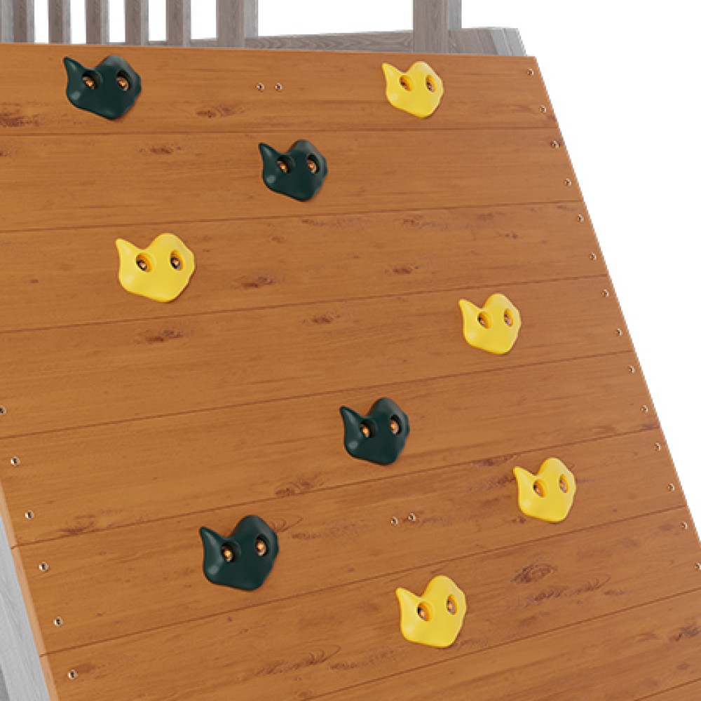 Wooden 2-Story Playhouse Tower with Telescope Ladder Ramp for Kids