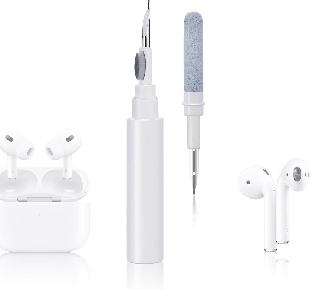 Efficient 360° Earbud Cleaner - Flocked Sponge & Fine Brush Included