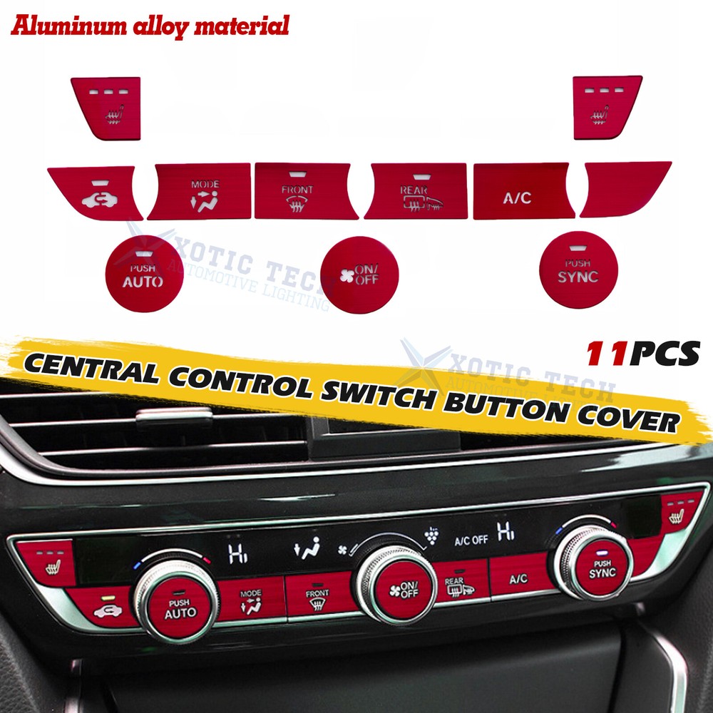 11x Red Aluminum Center Dashboard Button Switch Panel For Honda Accord 2018-2022