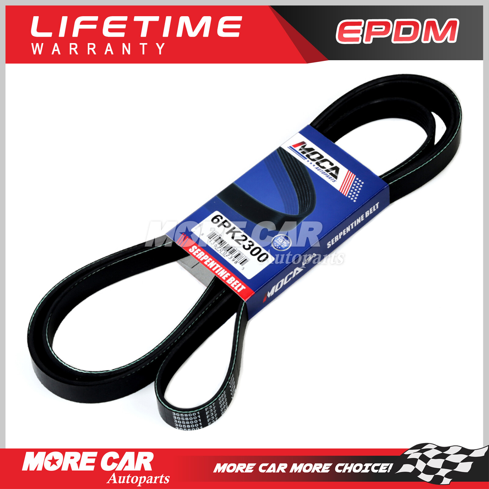 EPDM Serpentine Belt 6PK2300 for 1987-2008 Buick Ford GMC Chevrolet 3.8 5.0 3.4L