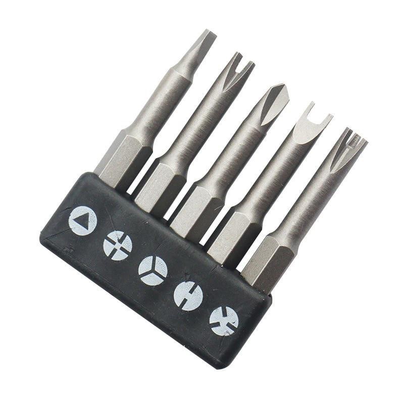 5pcs 50mm Shaped Screwdriver Bits—u, Y, Triangle, Cross & 3-point Tool Set