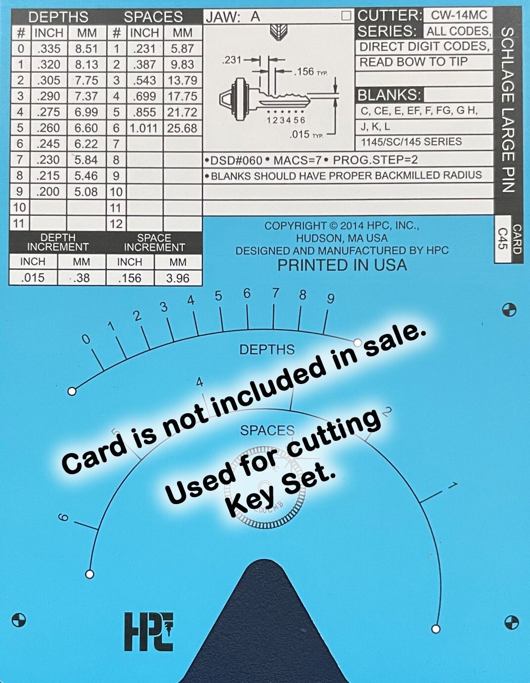 Schlage SC1 Space and Depth Keys ~ DSD#060, C45 ~ FREE Shipping in USA ~ s