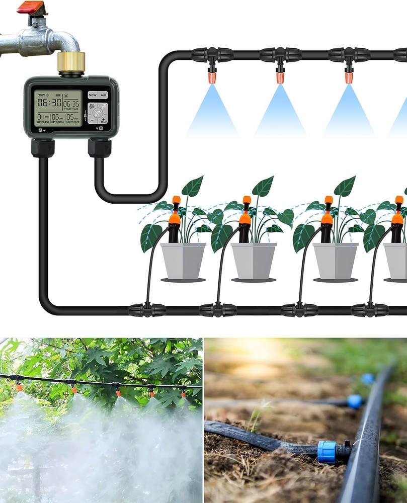 2 Zone Brass Sprinkler Timer, Garden Hose Timer, Automatic Irrigation System, Pr
