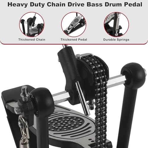 Double Chain Bass Drum Pedal - Single Hammer, Drum Practice Accessories, Durable