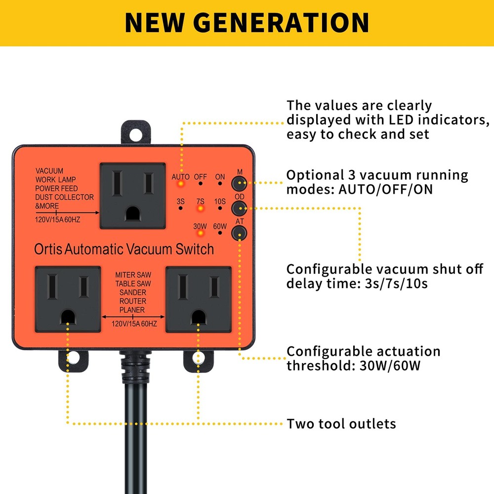 Automatic Vacuum Switch, Ortis Dust Control Autoswitch for More Power Tools,...
