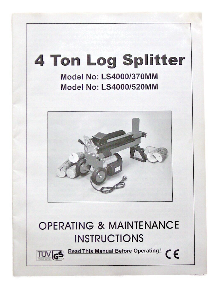 Hydraulic 4 Ton Log Splitter Manual