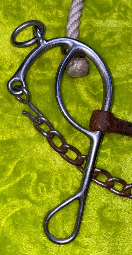 HILASON ROPE NOSE SWEET IRON DOUBLE JOINTED HACKAMORE COMBINATION BIT