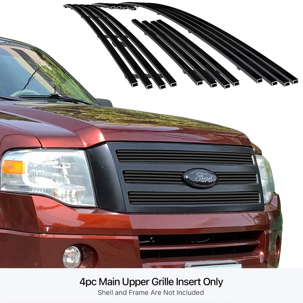 For 2007-2014 Ford Expedition Black Stainless Steel Billet Grille Grill Insert