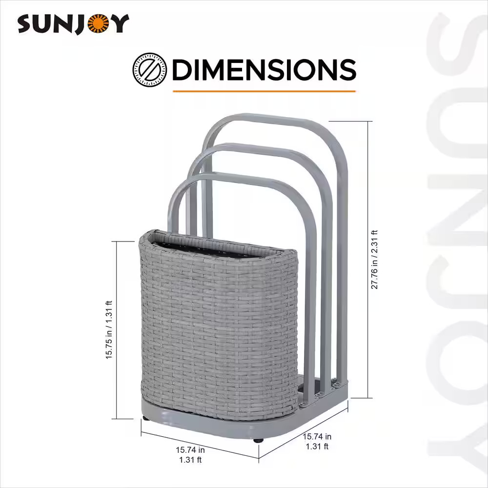 16 In. Rust-Proof Aluminum Pool Float Storage Rack, Wicker Poolside Floating Sto