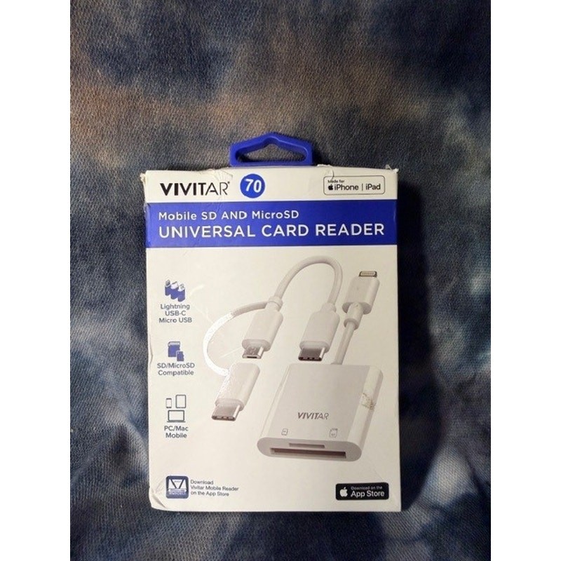 Vivitar Universal SD MicroSD Card Reader Lightning USB-C Micro USB iPhone iPad