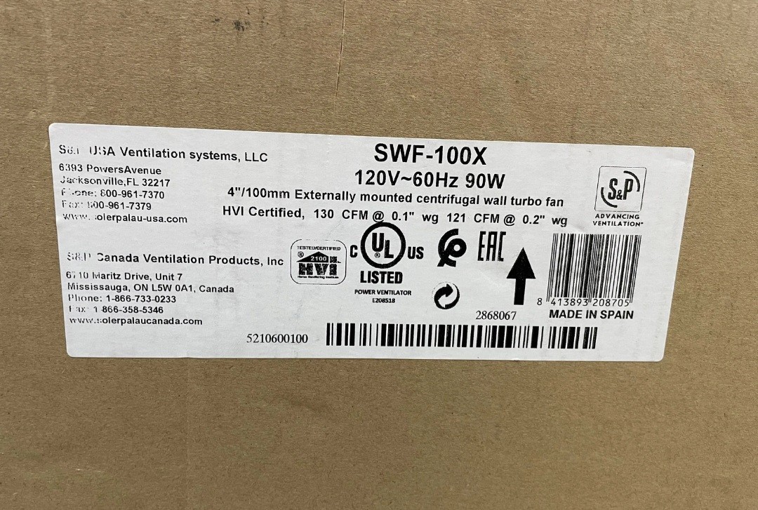 Soler and Palau SWF-100X 4"/100MM Externally Mounted Centrifugal steel/White